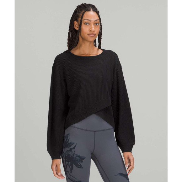 Lululemon Cashmere Reversible Soft Relaxed Sweater Black 10 NWOT - Picture 2 of 13